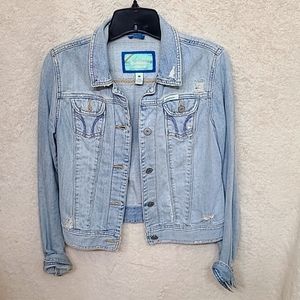 Hollister, medium, light colored, jean jacket,